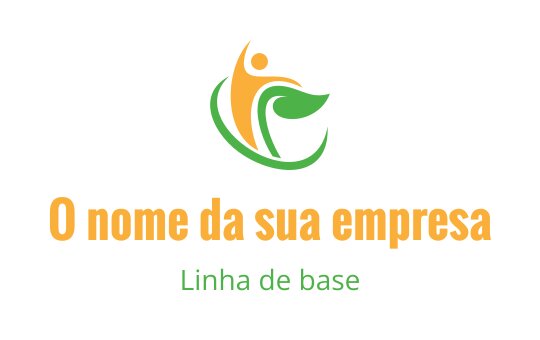 Design de logo dinâmico com uma figura estilizada e folhas verdes
