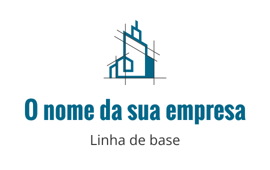 Logo de edifício moderno azul com linhas e formas geométricas