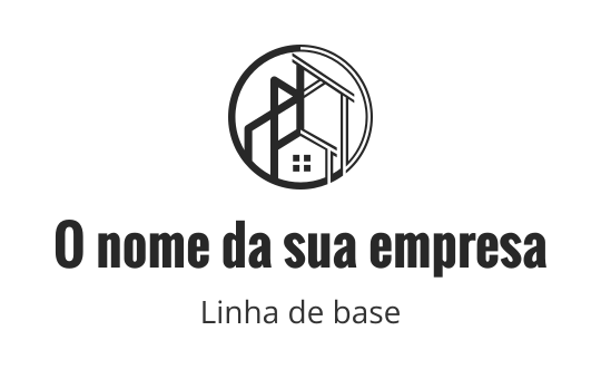 Design de logo moderno com contorno circular e formas de edifícios abstratas