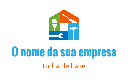 Logo de casa colorida com ferramentas e um pincel