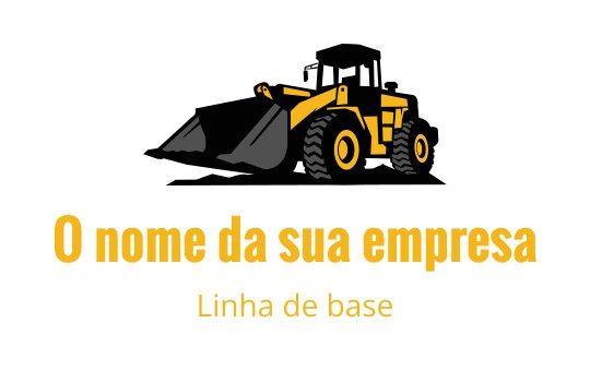Logo de construção em amarelo e preto com um carregador frontal