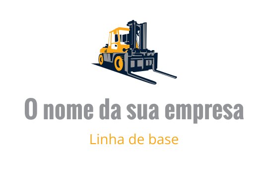Logo de empilhadeira em negrito nas cores amarelo e azul-marinho