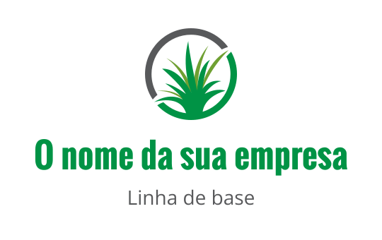 Design de logo moderno de planta verde com contorno cinza circular
