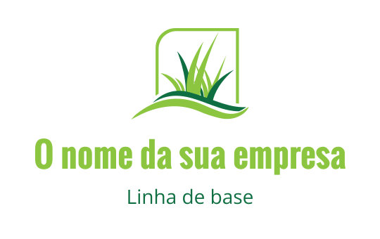 Design de logo moderno em verde com grama estilizada e uma linha curva