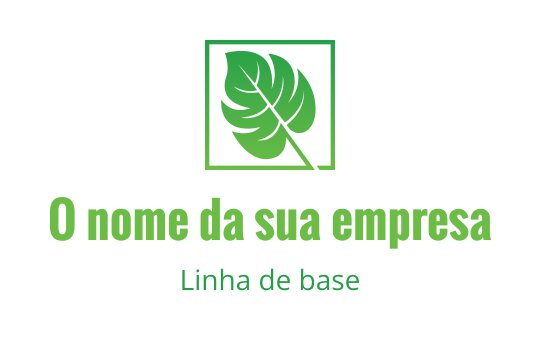Design de logo moderno com folha verde e contorno quadrado