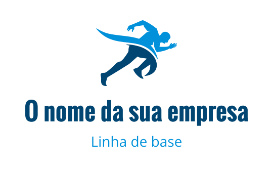Logo design de figura em movimento azul dinâmico com tipografia ousada