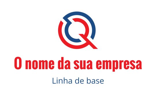 Design de logo circular moderno com elementos vermelhos e azuis e um Q estilizado