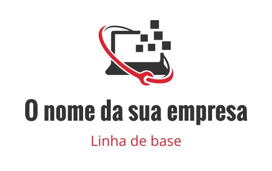 Design de logo moderno com um computador e um elemento em vermelho