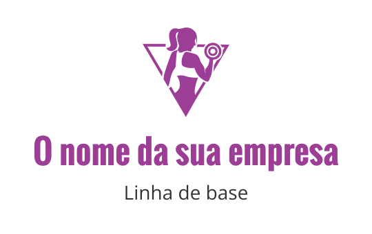Logo em negrito com uma figura estilizada levantando um peso em rosa