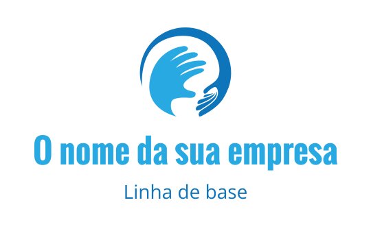 Design de logo moderno em azul com duas mãos em forma circular