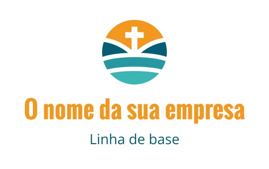 Design de logo moderno com uma cruz acima de ondas em camadas azul e laranja