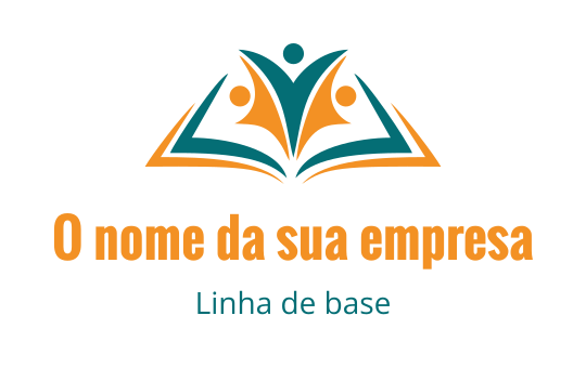 Design de logo colorido com figuras abstratas acima de um livro aberto