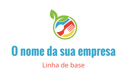 Design de logo circular colorido com uma folha, garfo e colher