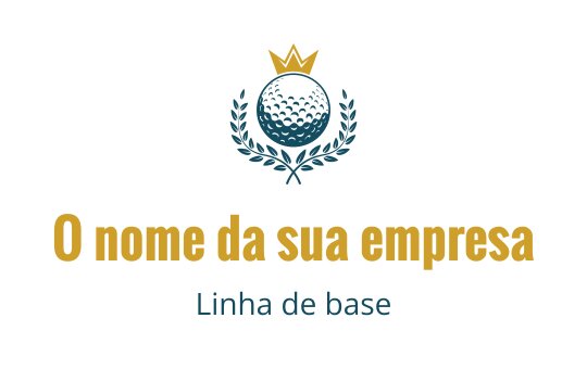 Design de logo elegante com uma bola de golfe, coroa e folhas de louro