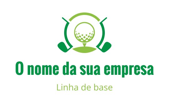 Design de logo moderno de golfe com uma bola e tacos em tons de verde