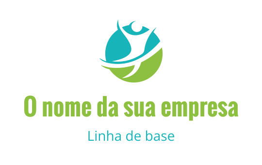 Design de logo dinâmico com uma figura estilizada em círculos azuis e verdes