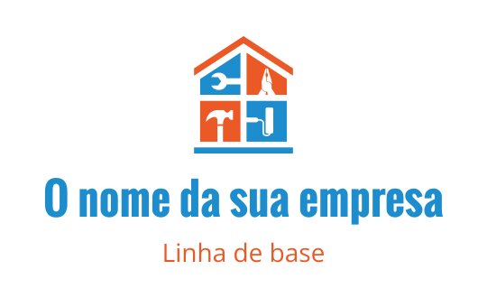 Logo de casa colorida com ferramentas em um layout segmentado