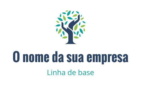 Design de logo moderno de árvore com folhas verdes e tronco escuro