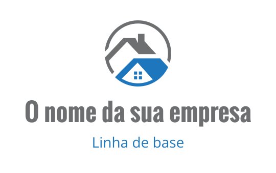 Logo de casa moderna com telhado azul e contorno circular