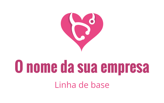 Logo em forma de coração com um estetoscópio em tons de rosa