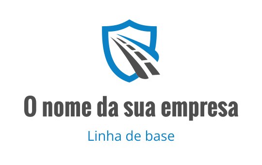 Design de logo em forma de escudo com uma estrada em tons de preto e azul