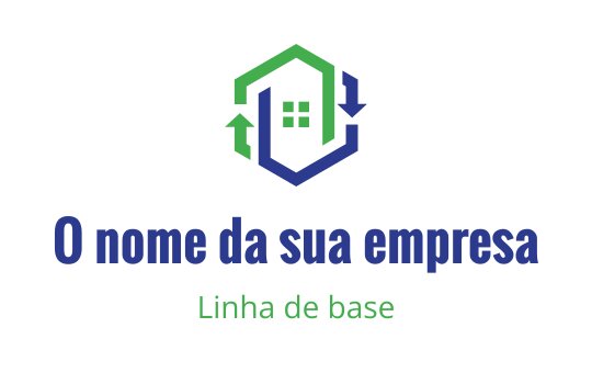 Design de logo moderno com uma casa e setas verdes e azuis