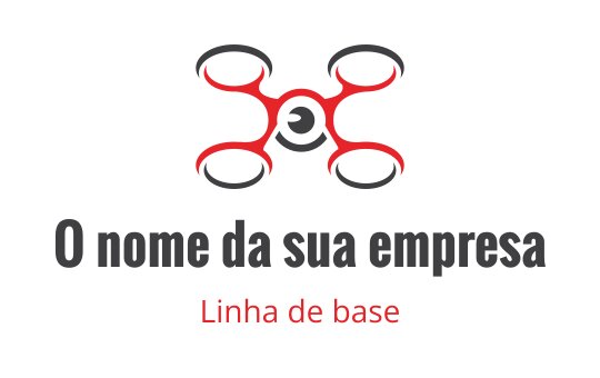 Design de logo moderno de drone com acentos vermelhos e hélices circulares