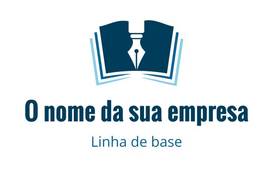 Design de logo elegante com um livro aberto e uma caneta-tinteiro