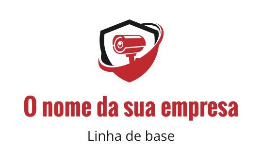 Logo ousado com uma câmera de segurança dentro de um formato de escudo
