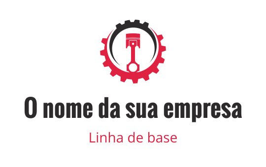 Logo em negrito com uma chave inglesa dentro de uma engrenagem em vermelho e preto