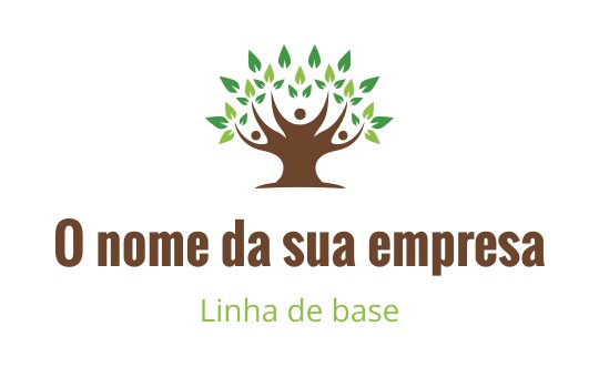 Design de logo moderno de árvore com folhas verdes e tronco marrom