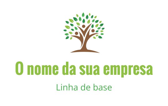 Design de logo moderno de árvore com folhas verdes e tronco marrom