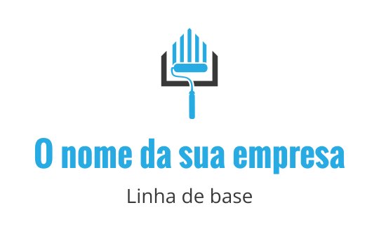 Design de logo moderno com um rolo de pintura e listras verticais em azul
