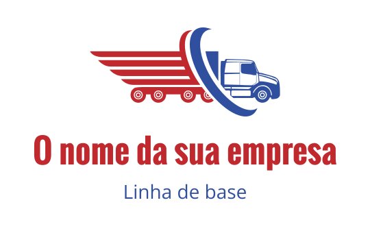 Design de logo dinâmico com um caminhão e linhas de velocidade vermelhas