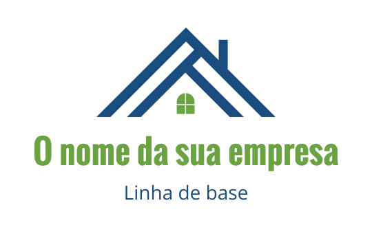 Logo de casa moderna com telhado azul e detalhes verdes