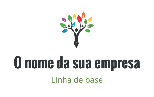Design de logo de árvore colorida com folhas em várias tonalidades e tronco de lápis