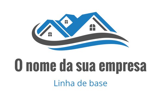 Design de logo moderno com casas estilizadas e linhas azuis fluídas