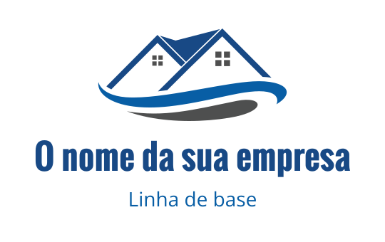 Design de logo moderno com duas casas estilizadas e um elemento de onda fluida