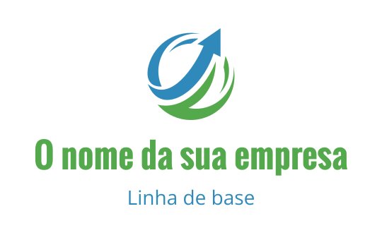 Design de logo moderno com uma seta azul e elementos circulares verdes
