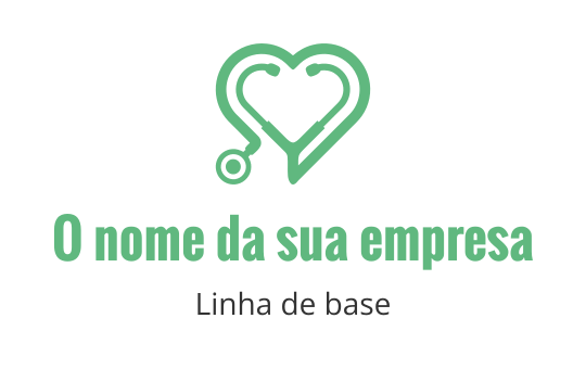 Design de logo moderno de coração com um estetoscópio verde