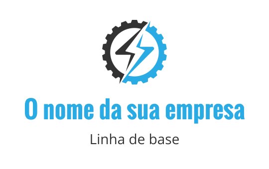 Design de logo moderno com engrenagem e raio em azul e preto