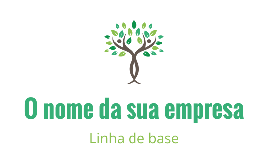 Design de logo moderno de árvore com folhas verdes e tronco marrom