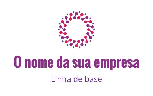 Design de logo circular colorido com pontos em tons de rosa e roxo