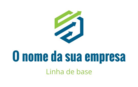 Design de logo geométrico moderno com setas verdes e azuis dentro de um hexágono