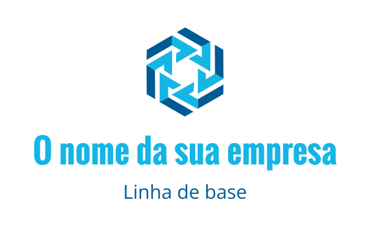 Design de logo geométrico moderno em azul com setas entrelaçadas