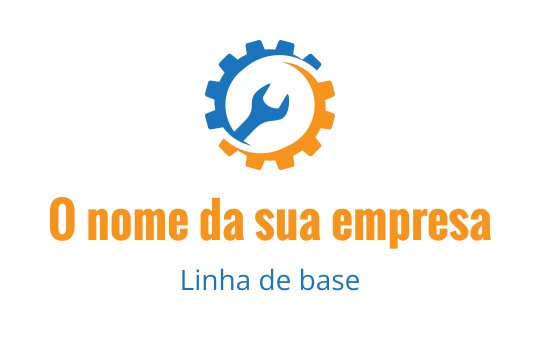 Design de logo moderno com engrenagem e chave inglesa em azul e laranja