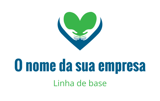 Logo em forma de coração com elementos verdes e azuis