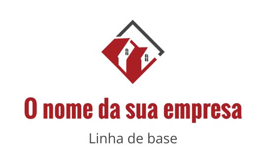 Logo moderno em vermelho e preto com formato estilizado de casa