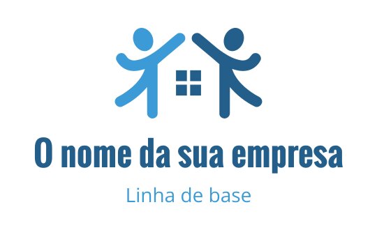Logo amigável com duas figuras e contorno de uma casa