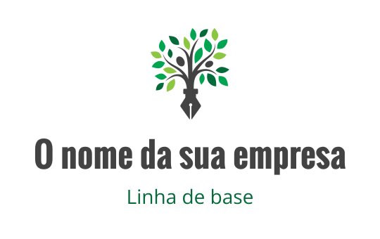 Design de logo criativo de árvore com uma ponta de caneta e folhas verdes